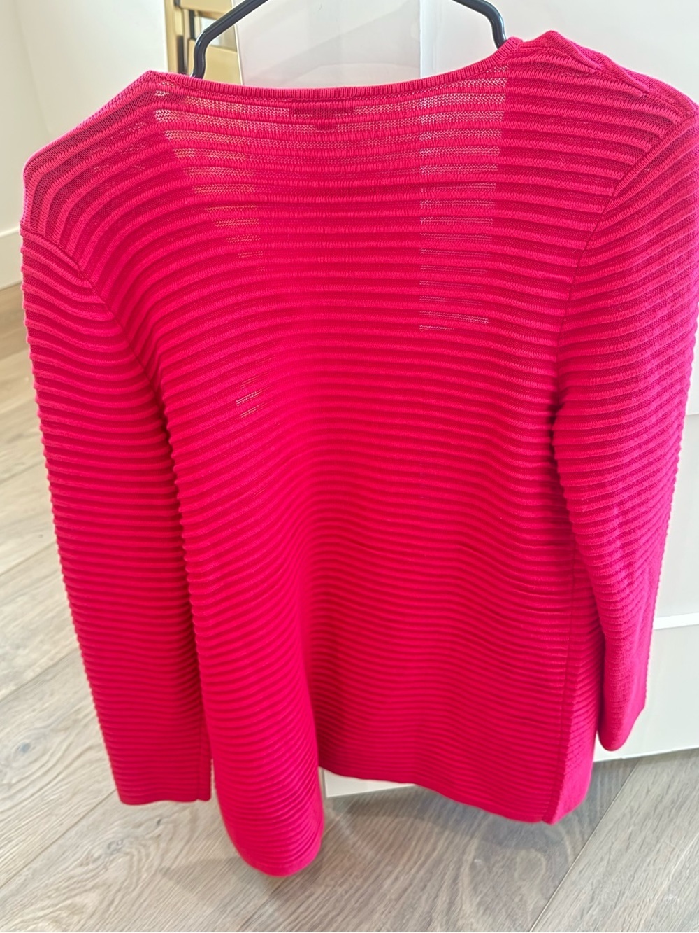 Talbots Women’s Bright Pink Ribbed Open Cardigan - Picture 3 of 3
